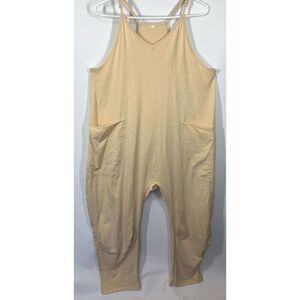 Women's Adjustable Strap with Pockets Slip On Jumpsuit Beige Size Medium NWOT